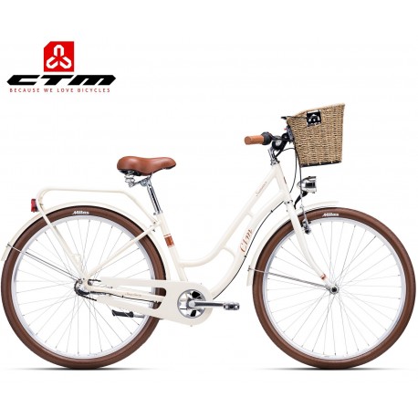 DÁMSKÉ městské RETRO kolo CTM SUMMER 2020 krémové s košíkem kola 28"