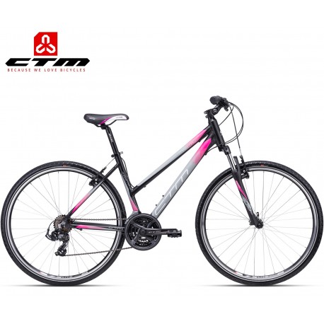 CTM Maxima 1.0 2020 Černé růžové Alu dámské kolo treking / cross